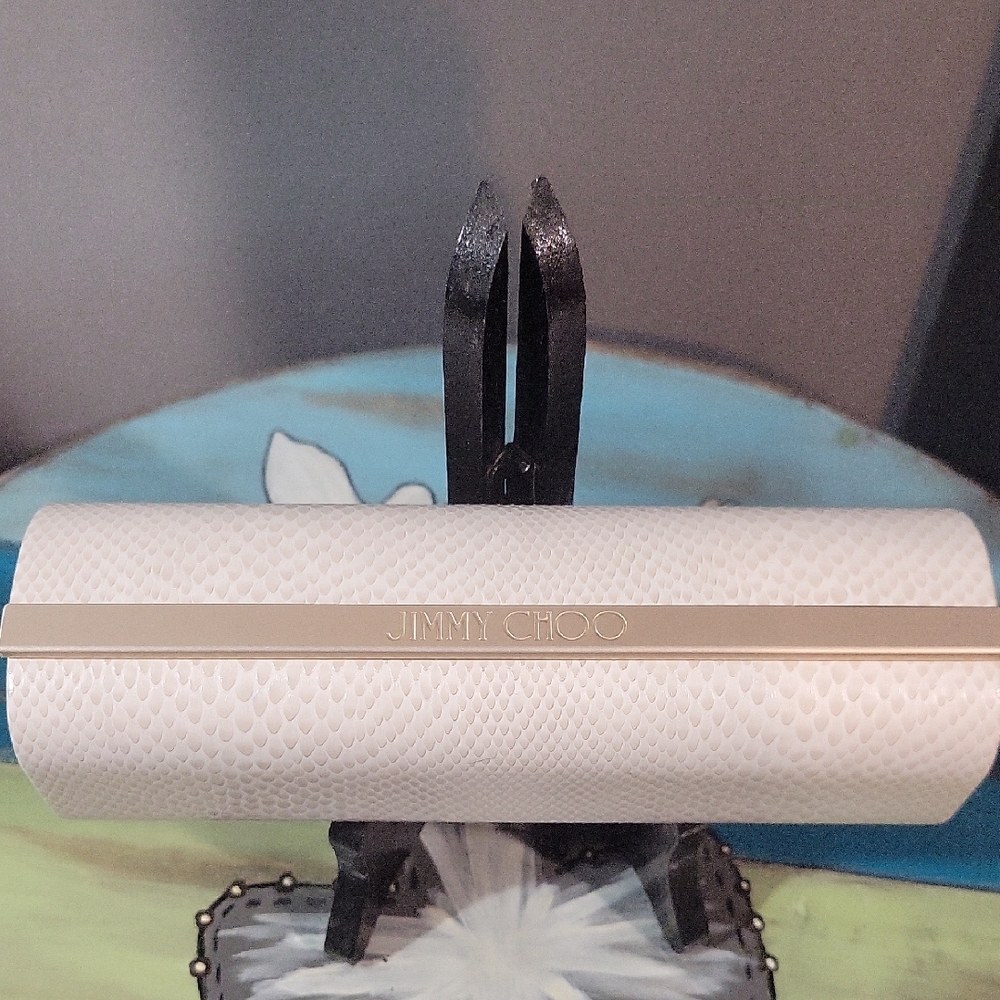 Jimmy Choo White and Gold Glasses Case